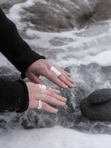 White ocean shadow ear cuff