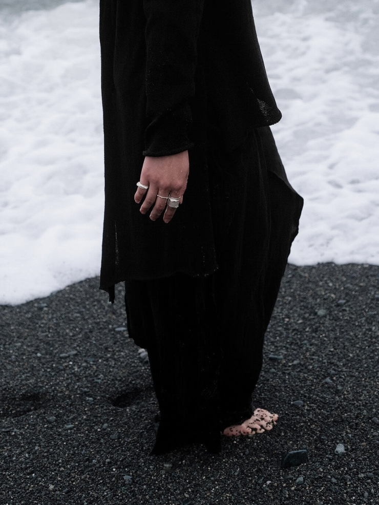 White ocean shadow ear cuff