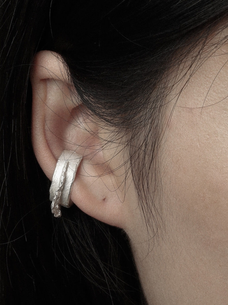 White ocean shadow ear cuff