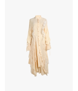 ELYWOOD Beige Lace Patchwork Dress