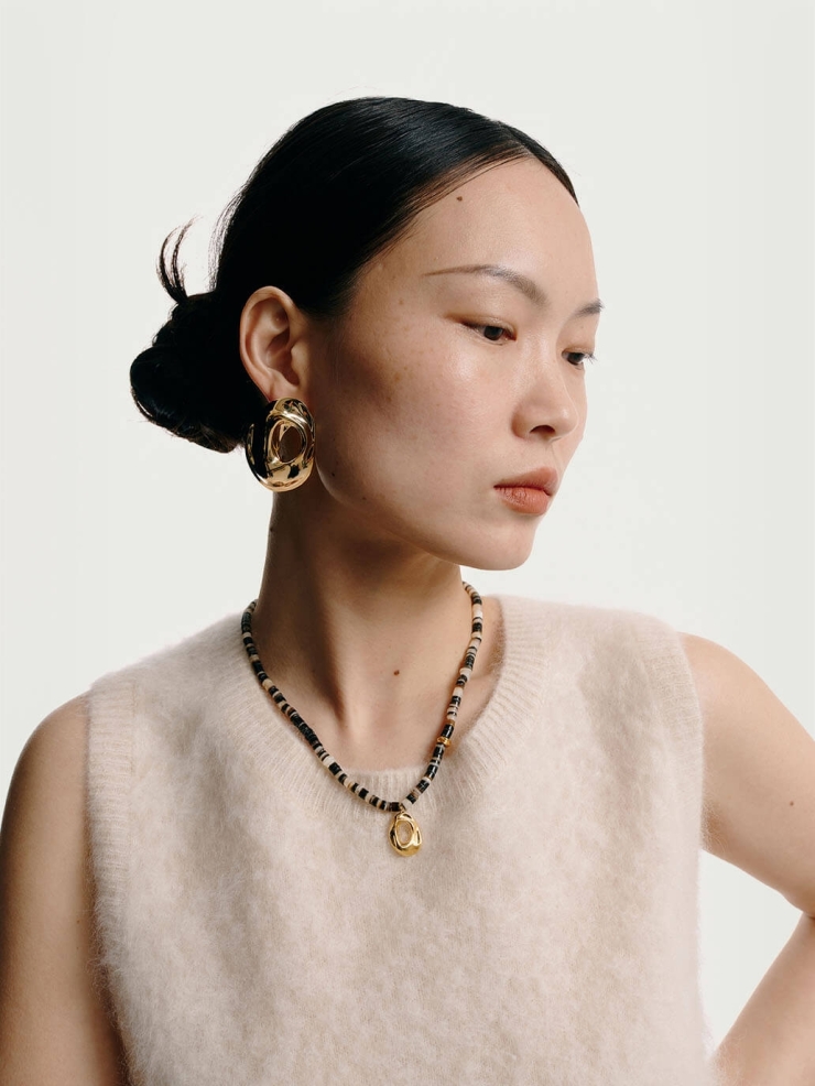 Gold Caverns Large Ear Pendants