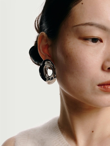 Silver Caverns Large Ear Pendants