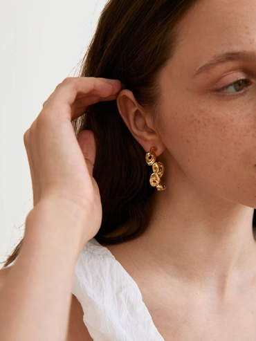 Golden Rock Hoop Earrings