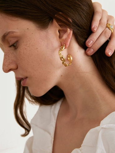 Golden Rock Hoop Earrings
