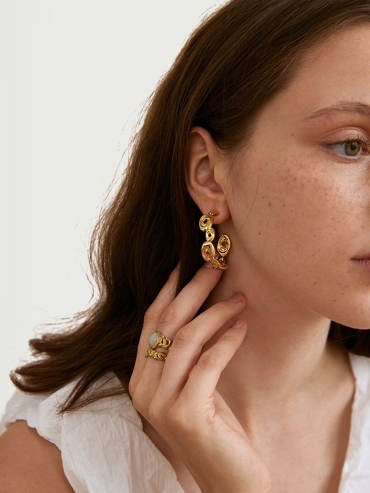 Golden Rock Hoop Earrings