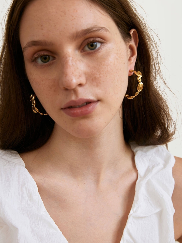 Golden Rock Hoop Earrings