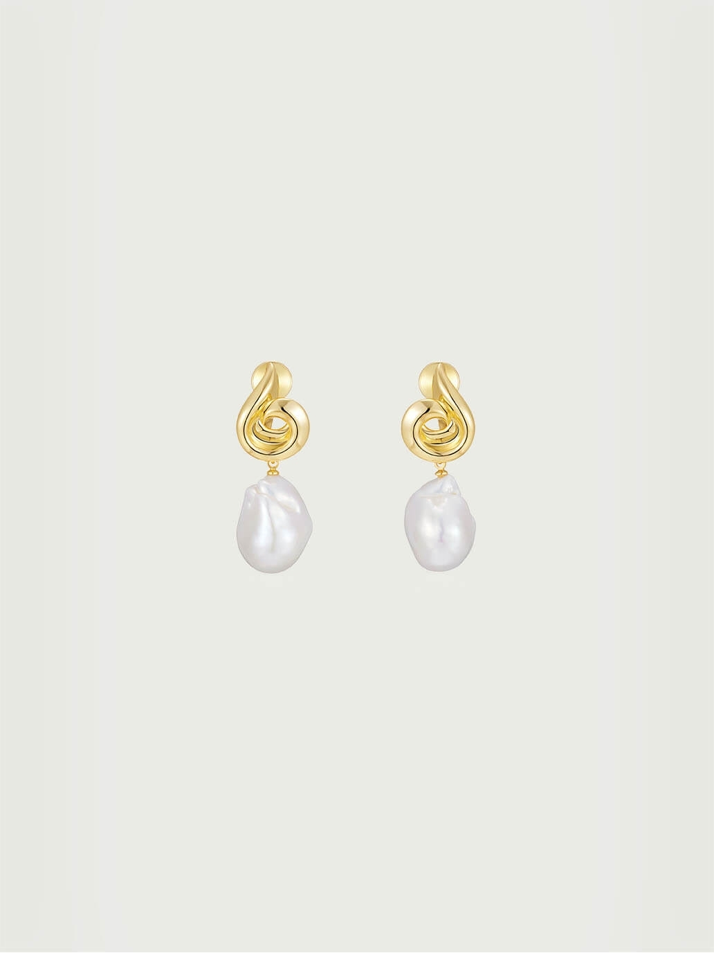 Gold Baroque Pearl Wind Cavern Earrings