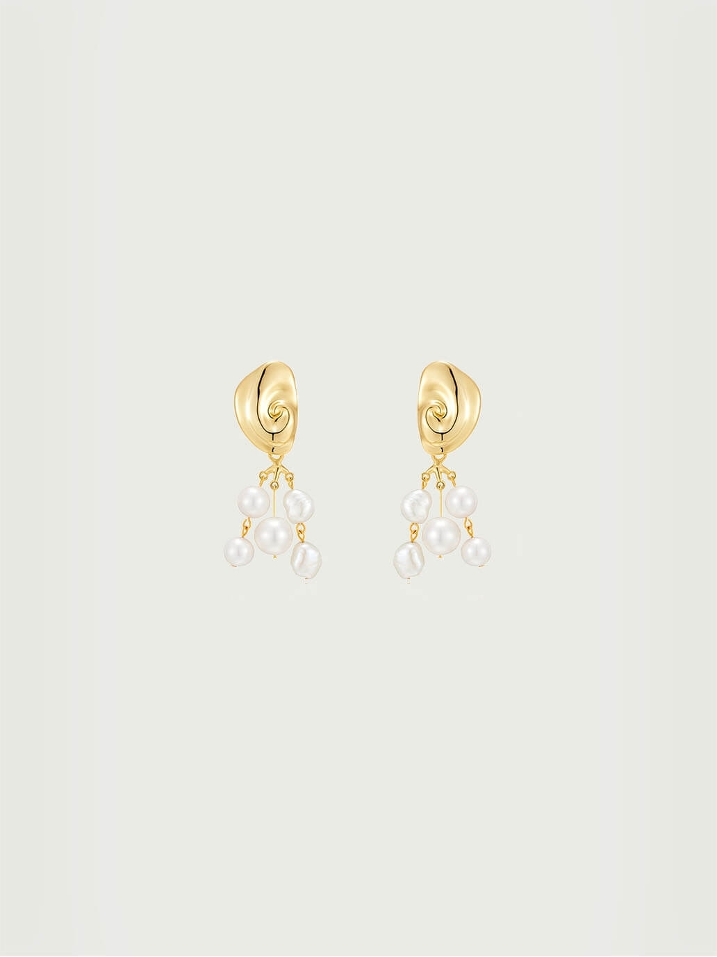 Gold Rotating Rock Pearl Earrings