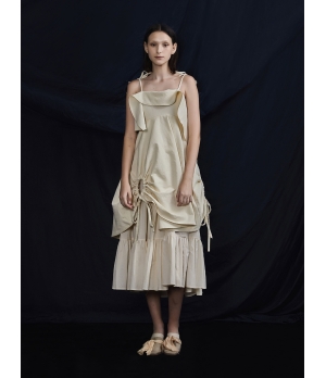 ELYWOOD Beige Drawstring Dress