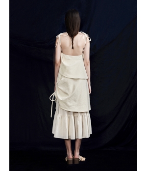 ELYWOOD Beige Drawstring Dress