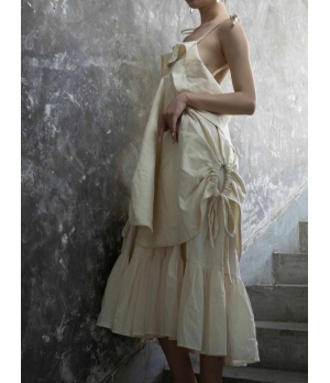 ELYWOOD Beige Drawstring Dress