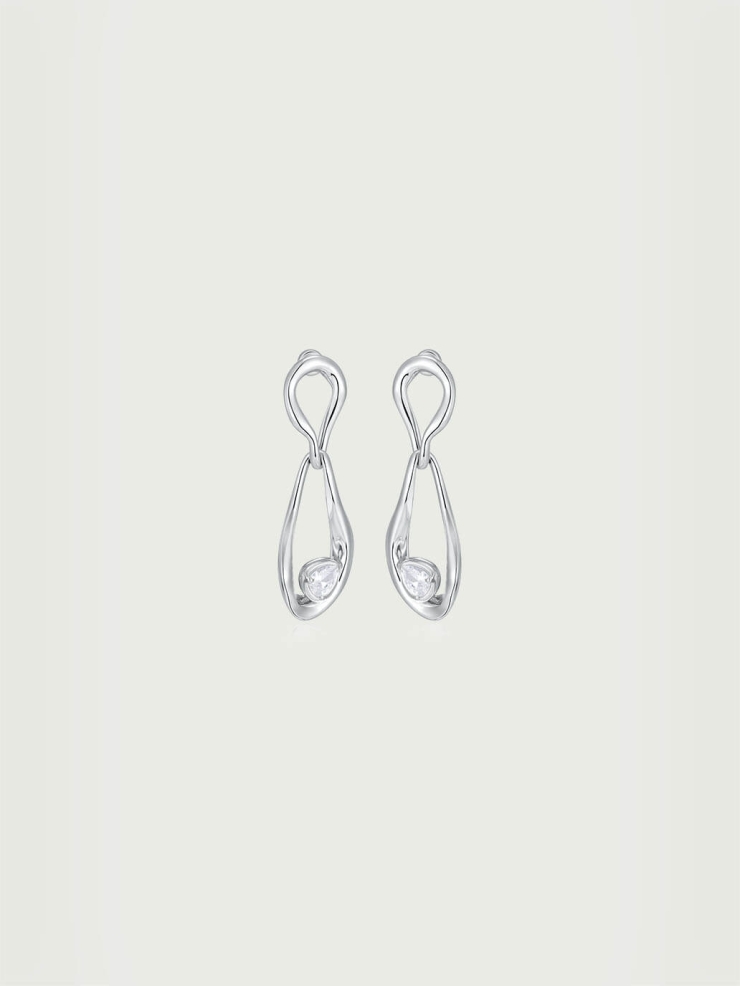 Silver Sparkling Twist Earrings