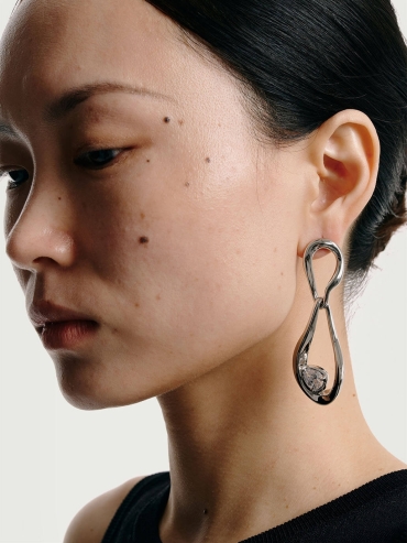 Silver Sparkling Twist Earrings