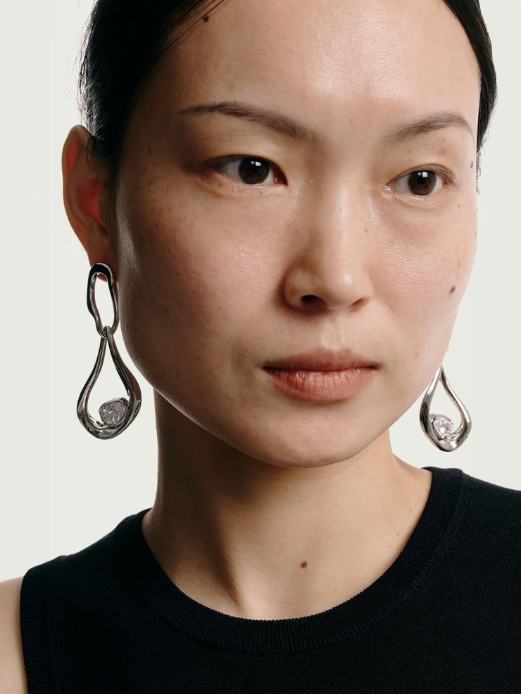 Silver Sparkling Twist Earrings