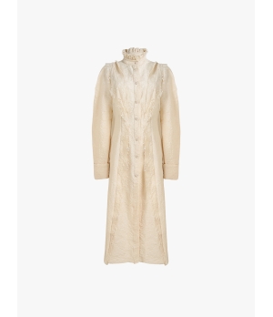 ELYWOOD White Lace Bishop Sleeve Long Coat