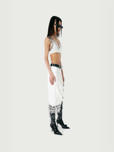 Laser cut silk skirt