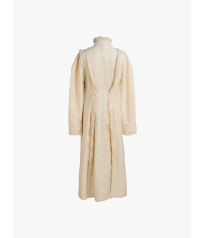 ELYWOOD White Lace Bishop Sleeve Long Coat