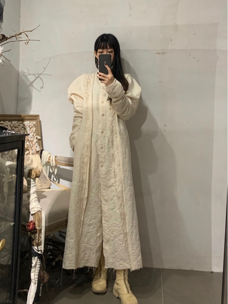 ELYWOOD 白色蕾丝廓形袖长外套