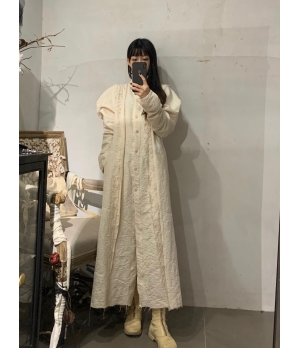 ELYWOOD White Lace Bishop Sleeve Long Coat
