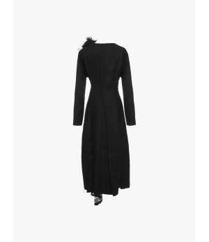 ELYWOOD Black Asymmetrical Lace Long Coat