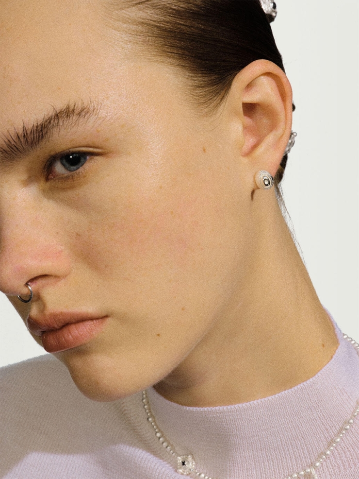 Silver wind erosion earrings