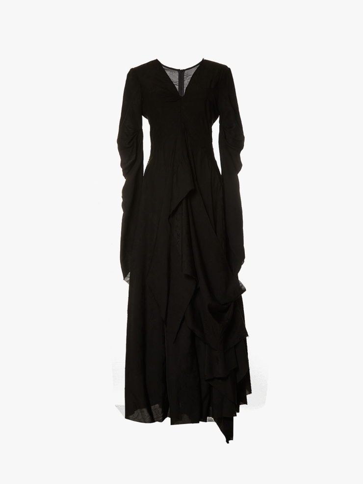 ELYWOOD Black Ruffle Hem Dress