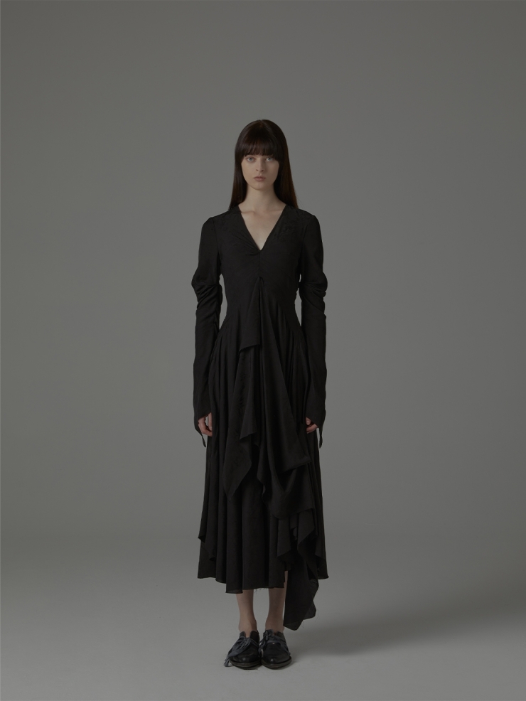 ELYWOOD Black Ruffle Hem Dress