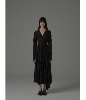 ELYWOOD Black Ruffle Hem Dress