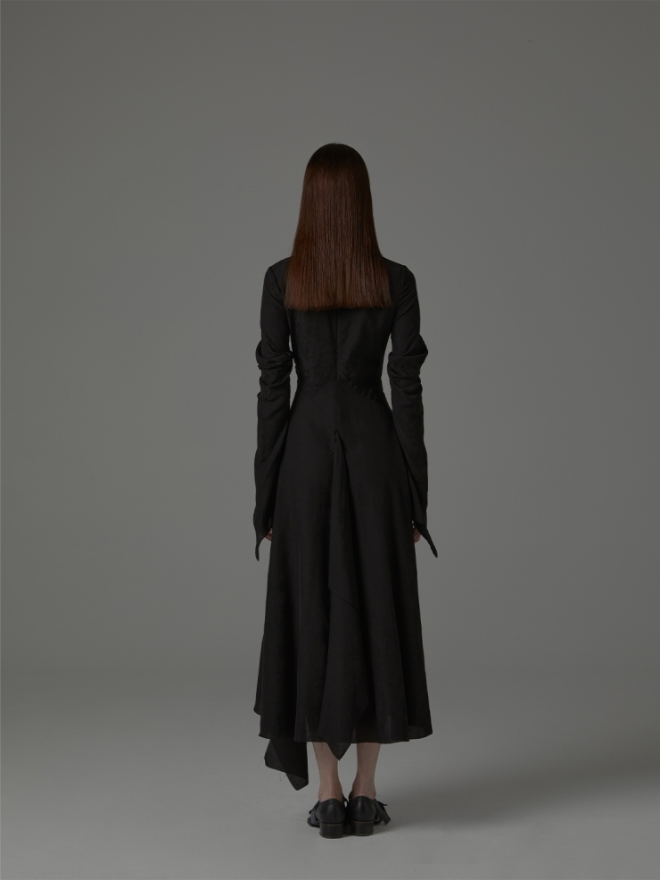 ELYWOOD Black Ruffle Hem Dress