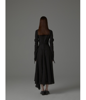 ELYWOOD Black Ruffle Hem Dress