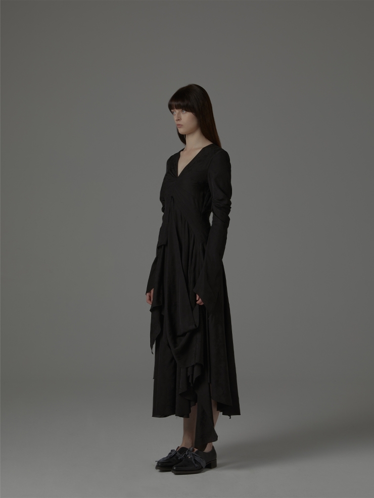 ELYWOOD Black Ruffle Hem Dress