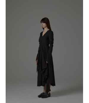 ELYWOOD Black Ruffle Hem Dress