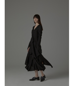 ELYWOOD Black Ruffle Hem Dress