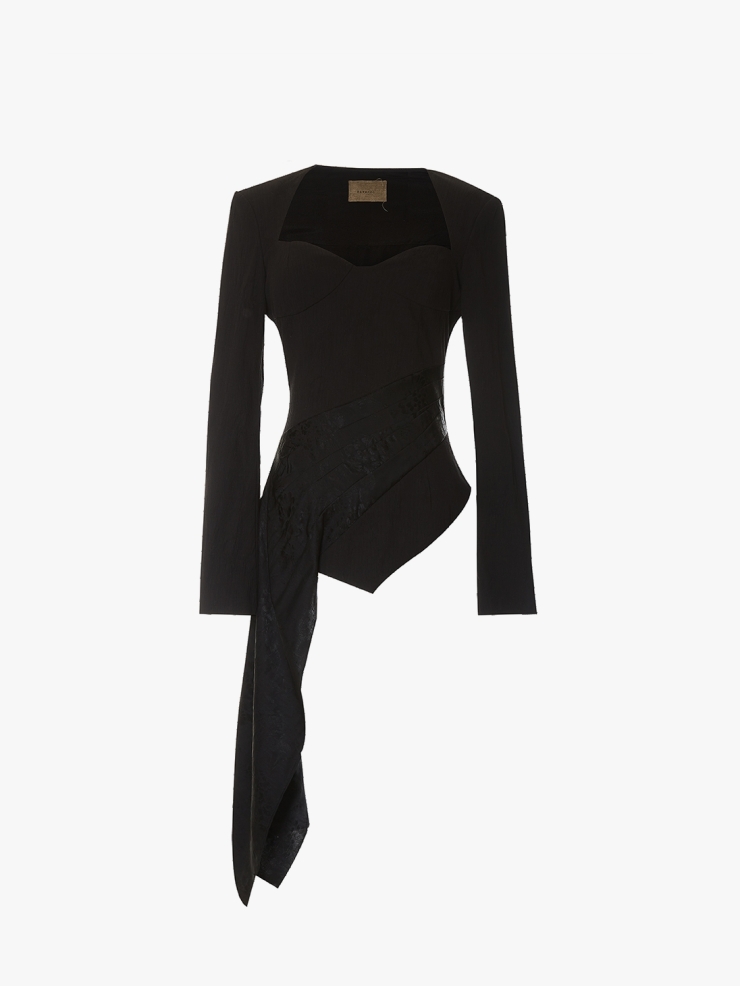 ELYWOOD Black Silk Asymmetric Top