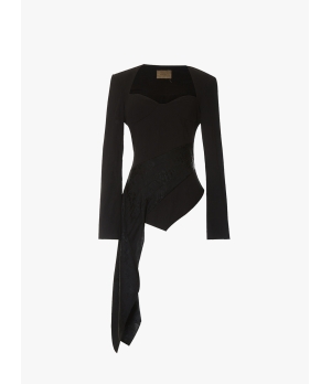 ELYWOOD Black Silk Asymmetric Top