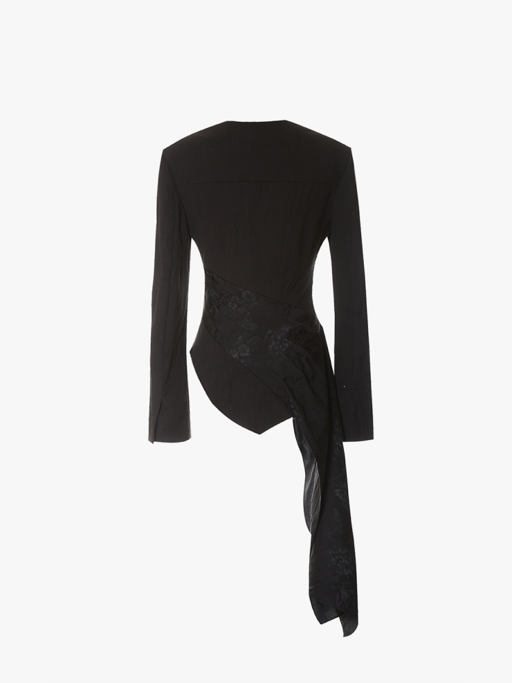 ELYWOOD Black Silk Asymmetric Top