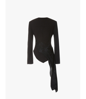 ELYWOOD Black Silk Asymmetric Top