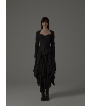 ELYWOOD Black Silk Asymmetric Top