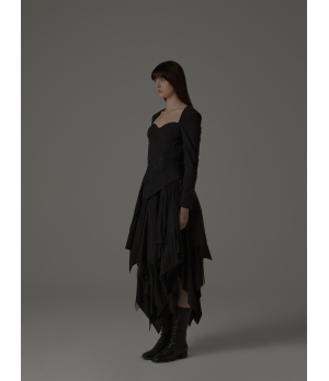 ELYWOOD Black Silk Asymmetric Top
