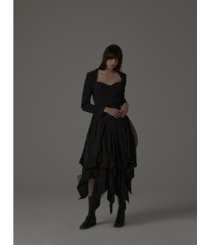 ELYWOOD Black Silk Asymmetric Top