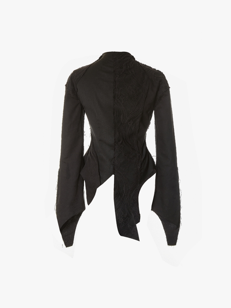 ELYWOOD Black Lace Placket Top