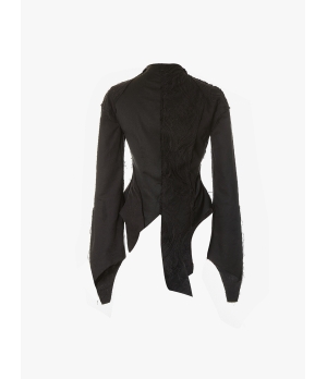 ELYWOOD Black Lace Placket Top