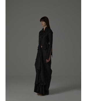 ELYWOOD Black Lace Placket Top