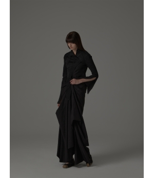 ELYWOOD Black Lace Placket Top