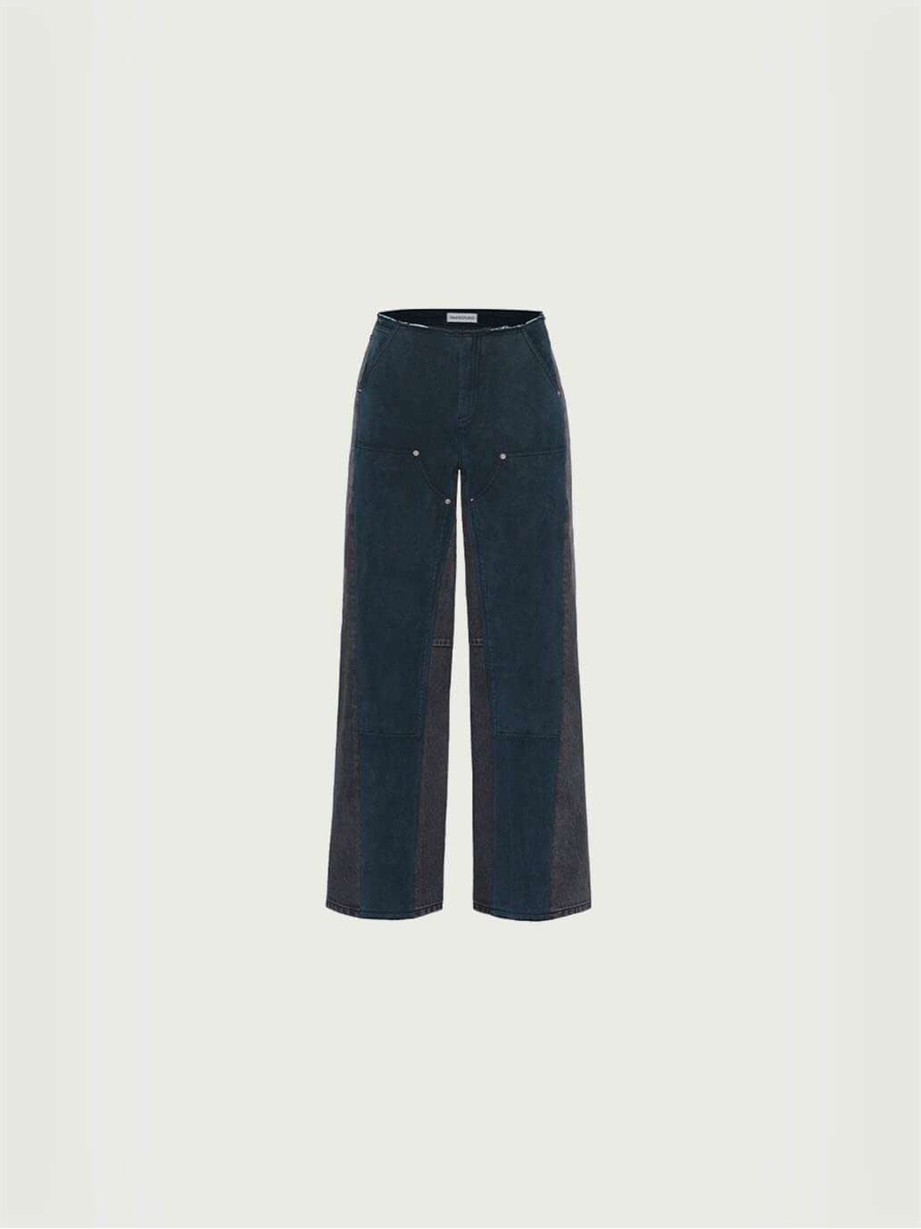 Gray&Black Panelled Wide-Leg Jeans