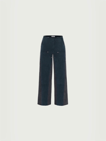 Gray&Black Panelled Wide-Leg Jeans