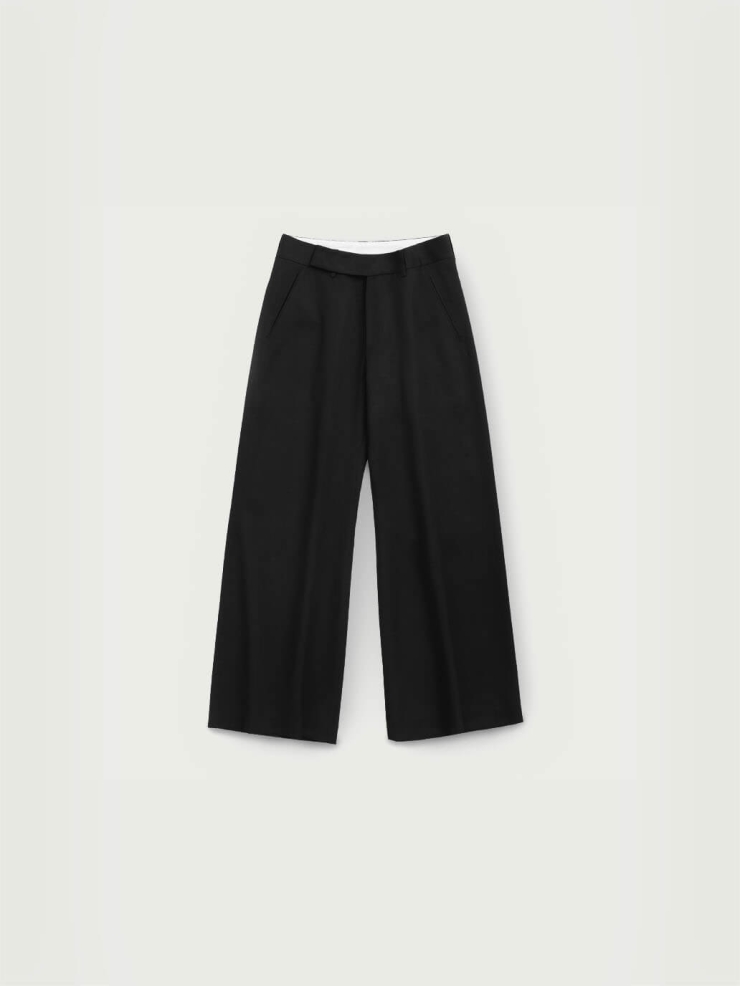 Black Drawstring Wide-leg Trousers