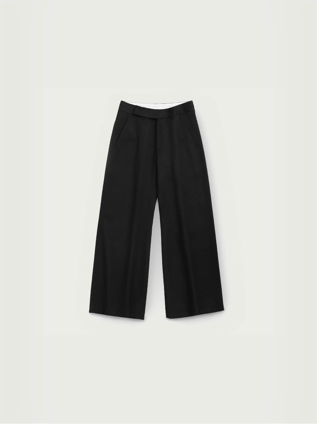 Black Drawstring Wide-leg Trousers