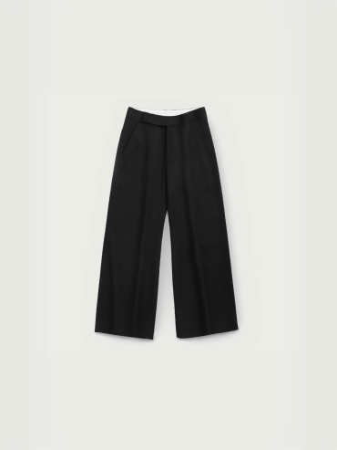 Black Drawstring Wide-leg Trousers
