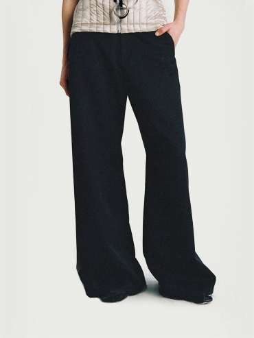 Black Drawstring Wide-leg Trousers